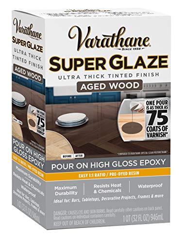 Varathane 363904 Super Glaze Pour-On High Gloss Epoxy, Quart, Aged Wood - color: Aged Wood