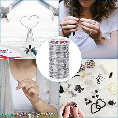 Anezus Bendable Craft Metal Wire - 540 Feet, 18 Gauge Flexible Beading Wire for Wreath Making, Jewelry Making, Floral (Silver, 1mm) - size: 18 Gauge(1 mm)