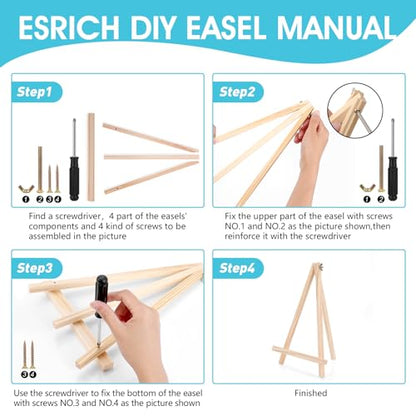 ESRICH 11.8in Wood Easels, Tabletop Painting Display Easels | Painting Party Easel, Kids Student Tabletop Easels for Painting, Portable Canvas Photo Picture Sign Holder（4 Pack ） - style: 11.8''-4PK