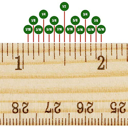 KINJOEK 108 Packs 12 Inch Wooden Rulers Bulk, 30cm 2 Scale Double Sided Pine Wood Measuring Ruler for Classroom, School Supplies, Home, Office - size: 108 Packs 12 Inch