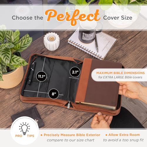 Christian Art Gifts Faux Leather Bible Cover: Faith Sentiment Badge, Brown - size: Extra Large