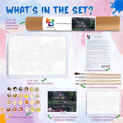 Ledgebay Paint by Numbers Kit for Adults, 16x20 Unframed Canvas - color: Still Waters, size: 16" x 20" Unframed