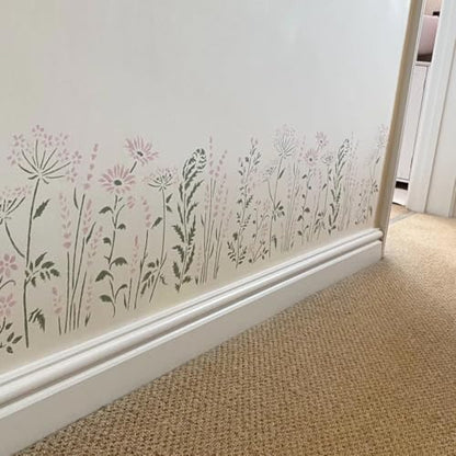 Large Flower Stencils for Walls Floral Stencils for Wood Fence | Reusable Wildflower Stencil for Painting on Canvas Fabrics Furniture - style: Wildflower 02