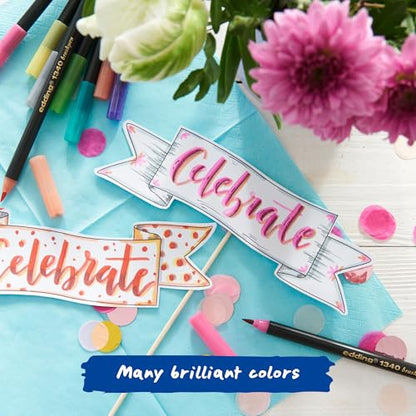 edding 1340 Brush Pen - Set of 20 - Colorful, Bright, Delicate Colors - Flexible Brush Nib - Felt-Nib Pen for Painting, Writing and Drawing - Bullet journals, Hand Lettering, Mandalas, Calligraphy - color: 24: Set of 20 - Multicoloured