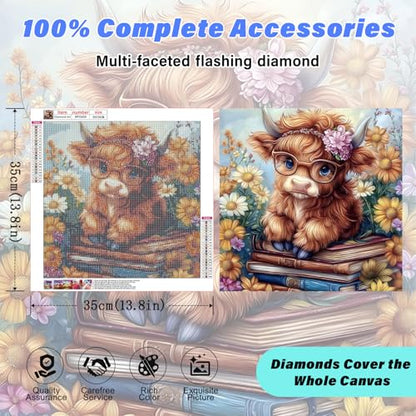 HighlandCow Square Diamond Art Kits for Adults,Healing Diamond Painting | Diamond Art Kit for Beginners, 5D DIY Full Drill Diamond Painting Gem Art, Home Wall Art Gifts(14x14inch) - color: DP03650
