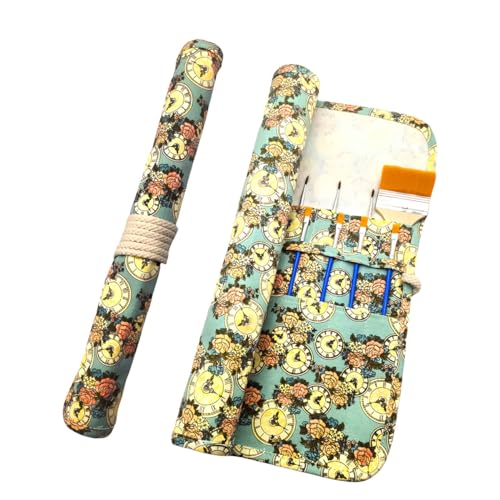 Funny live Paint Brush Holder Art Supplies, Artist Paint Brush & Storage Organizer Roll-Up Case Bag, Protect Acrylic Oil Watercolor Paintbrushes (Clock 20 Slot Pockets) - color: Clock 20 Slot Pockets