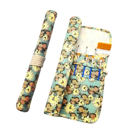 Funny live Paint Brush Holder Art Supplies, Artist Paint Brush & Storage Organizer Roll-Up Case Bag, Protect Acrylic Oil Watercolor Paintbrushes (Clock 20 Slot Pockets) - color: Clock 20 Slot Pockets