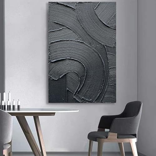 Art 36x24 inch Hand-Painted Black Texture Art Oil Painting Modern Abstract Art Home Wall Decoration Painting - color: Yi098