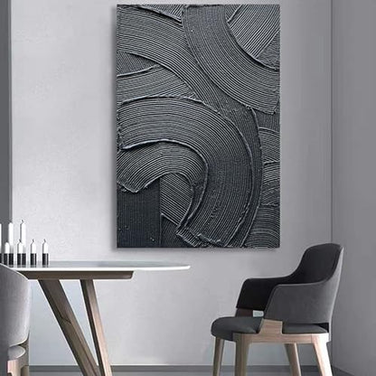 Art 36x24 inch Hand-Painted Black Texture Art Oil Painting Modern Abstract Art Home Wall Decoration Painting - color: Yi098