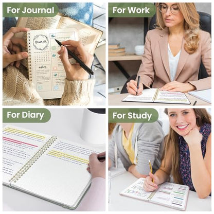 Taja Dotted Spiral Journal Notebook for Women & Men, 140 Pages, Dotted Notebook for Journaling & Note Taking, Journals for Writing, A5(5.7" x 7.9") – Green - color: A.Green, style: b-Dotted