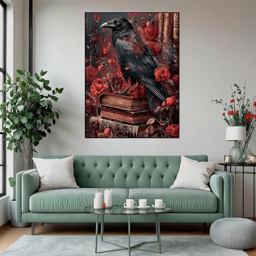 XUCNWL Halloween Diamond Art Kits for Adults,Crow Book Diamond Painting - color: Crow, size: 11.8x15.7in(30x40cm)