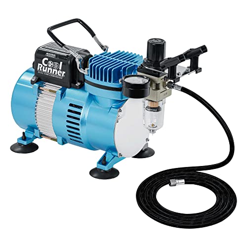Master Airbrush Air Brush Kit with Air Compressor TC-320, 1/5 HP Cool Runner II Dual Fan with Regulator, Water Trap & Holder - style: Cool Runner
