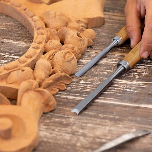 Falling in Art 12Pcs Wooden Carving Chisel Set with a Leather Pouch