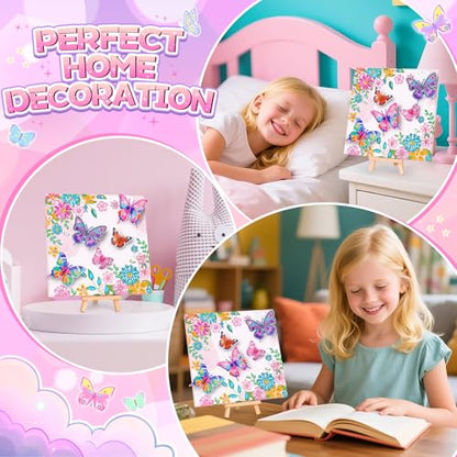 Arts and Crafts for Kid Age 8-12, Diamond Art Butterfly Girl Birthday Gift - style: Pink