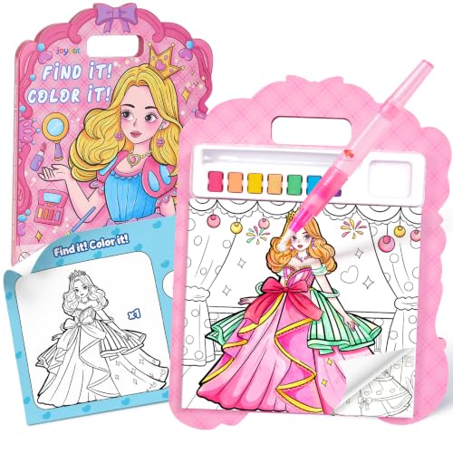 JoyCat Find & Color Paint with Water Coloring Books for Toddlers | Seek and Find Learning Activity, No Mess Princess Arts & Crafts Kids Toys Ages 3-5 & 4-8, Birthday Gifts for Boys & Girls - style: Fashion Princess
