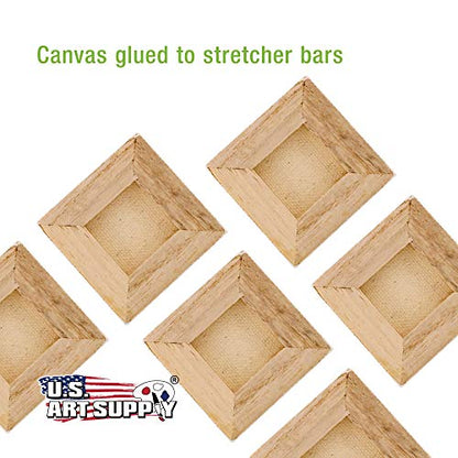 U.S. Art Supply 2x2 Mini Canvases for Painting, 72 Pack Bulk Small | Stretched Artist Canvas Professional Primed - Ideal for Arts & Crafts - size: 2" x 2" - Pack of 72
