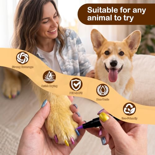Dog Nail Polish Pens Quick Dry, Pet Safe for DIY Nails -15 Metallic Colors