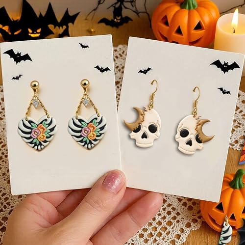 9pcs Halloween Polymer Clay Cutters - 6 Spooky Shapes- Perfect for DIY Earrings & Dangle Earrings Halloween Clay Crafts - color: Halloween Skeleton