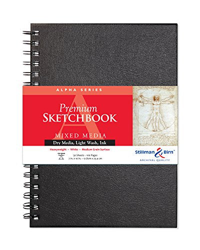Stillman & Birn Alpha Series Wirebound Sketchbook, 7" x 10", 150 gsm (Heavyweight), White Paper, Medium Grain Surface - size: 7" x 10" 150 gsm (Heavyweight)
