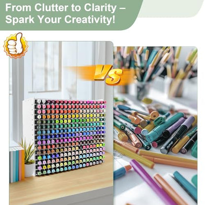 Marker Organizer, 270-Slot Marker Holder with Adjustable Dividers | Holds 270 Markers • Adjustable Dividers • Space-Saving Design • Easy Assembly • Fits Most Marker Brands - size: 270 Holes