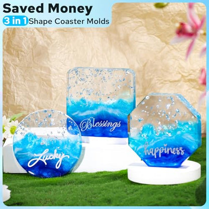 LET'S RESIN Extra Deep Coaster Resin Molds, 4Inches 6 Cavity Silicone Molds - size: Thick Coaster