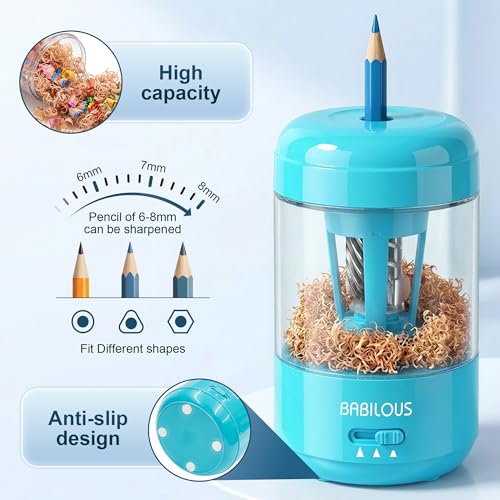 Babilous Rechargeable Electric Pencil Sharpener with Auto Feed & Auto Eject - color: Blue