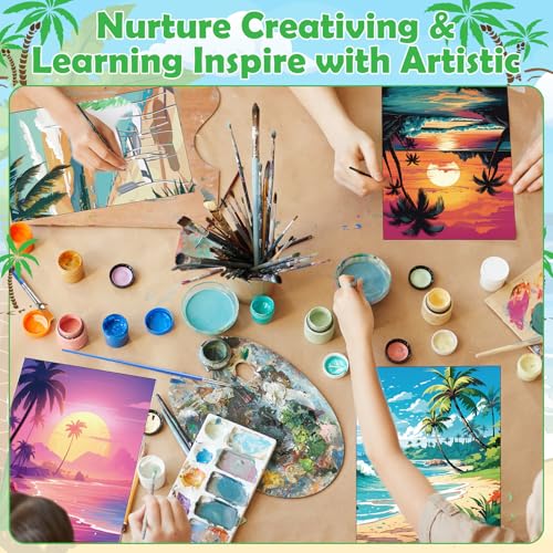 Blosssound 10 Set Pre Printed Canvas Pre Drawn Canvas Painting with Easel Kits 5" x 7" Outline Painting Panels for Beginners, DIY Craft Project, Party Favor, Home Decors(Hawaii) - style: Hawaii