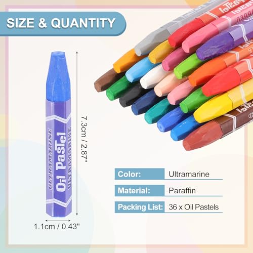 PATIKIL Ultramarine Oil Pastels, 36Pcs Soft Oil Crayons Pastels Stick Vibrant and Creamy Art Supplies Bulk for Artists Beginners Art Painting Drawing Blending Graffiti Gallery - color: Ultramarine