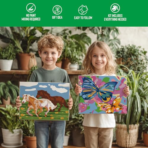 Wings Giant Paint by Numbers Kit for Kids, Flower Crafts and Fun, Acrylic Paint Set, Canvas Painting Kit, Include Framed Pre-Drawn Canvas, Color by Numbers - color: Landscape Art
