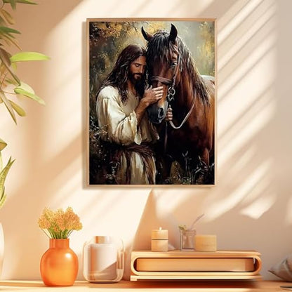 Paint by Numbers Kit for Adults, Adult Paint by Number Kits 16x20 Inch - color: Jesus and the Horse