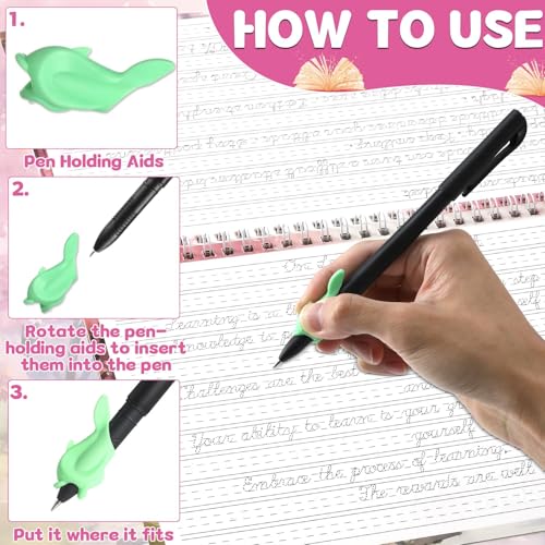 gisgfim Grooved Cursive Handwriting Workbook Magic Reusable Grooved Cursive Handwriting Practice Guided Tracing with Disappearing Ink Pens for Beginner Learning Activities Supplies (Inspiring Quotes) - style: Inspirational Sentences
