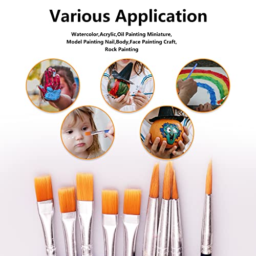 20 Strips 120 Pots Empty Paint Strips Mini Paint Cup Pots Storage Containers with Lids 20 Pieces (10 Miniature Detail+10 Flat Paint Brushes) for Kids Classrooms Schools Paintings Art Festivals - color: 20 Strips+10 Flat+10miniature Brush