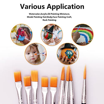 20 Strips 120 Pots Empty Paint Strips Mini Paint Cup Pots Storage Containers with Lids 20 Pieces (10 Miniature Detail+10 Flat Paint Brushes) for Kids Classrooms Schools Paintings Art Festivals - color: 20 Strips+10 Flat+10miniature Brush