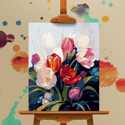 Paint by Numbers Kit for Adults Beginner, Colorful Tulip Bouquet 16x20 Inch - color: LBUSOPNF1P05