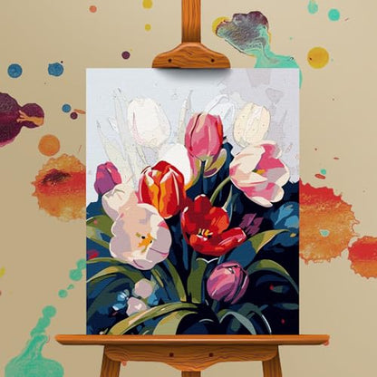 Paint by Numbers Kit for Adults Beginner, Colorful Tulip Bouquet 16x20 Inch - color: LBUSOPNF1P05