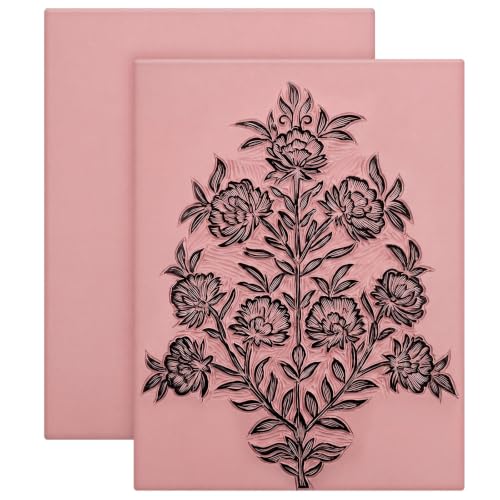 FunooFuno 9'' x 11.75'' 2 Pack Pink Rubber Linoleum Carving Blocks for Printmaking, 0.24'' Thick Linocut Soft Rubber Carving Block for Stamp Making Supplies Craft Materials DIY Artists Beginner - size: 9 x 11.75 Inch