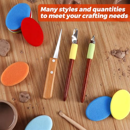 Leriton 2 Pack Pottery Carving Tool Set 6in Sculpture Carving Scraper Tool Pottery Modelling Shape for Tea Cup Mug Vase Leather Hard Clay Cutters with Wooden Handle for Ceramic Sculpture Craft(Set 2) - color: Multicolor, style: Set 2