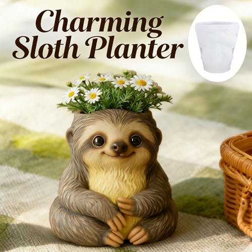 3D Animal Resin Molds, Sloth Silicone Planter Molds for Concrete | Cute Sloth Animal Resin Casting Molds for Epoxy, Succulent, Pencil Holder, Home Decor, DIY Crafts, Candle Holder, Flower Pot - color: Sloth Resin Mold