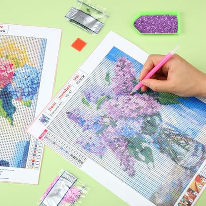 Yeaqee 4 Pcs Hydrangea Diamond Art Kits for Adults Flowers Gem Painting Kit DIY Jewel Diamond Art for Beginners Aesthetic Room Crafts Cute Painting Pictures 5d Craft Wall Decor for Home 10 x 11.8'' - style: Flower Vase