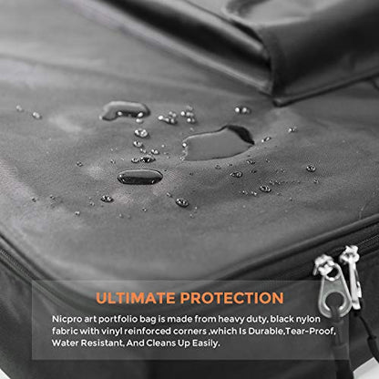 Nicpro Large Art Portfolio Bag 35 x 43 in, Nylon Artist Storage Case | Adjustable Shoulder Strap, Waterproof Carrying Bag for Professional Artwork Sketch Drawing Canvas Photography Poster - size: 35 x 43 inches