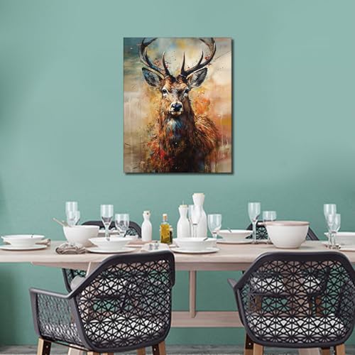 TUMOVO Paint by Numbers for Adults, Deer Adult Paint by Number Kits On Canvas Woodland Animals Paint-by-Number Kits Acrylic Oil Painting for Adults Kids Paint by Number Kit, 16"x20"(Framed) - color: Deer(Framed)