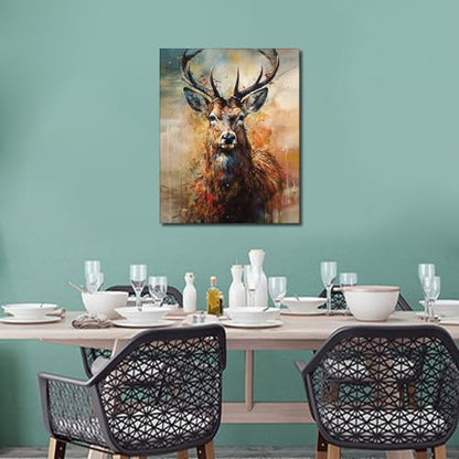 TUMOVO Paint by Numbers for Adults, Deer Adult Paint by Number Kits On Canvas Woodland Animals Paint-by-Number Kits Acrylic Oil Painting for Adults Kids Paint by Number Kit, 16"x20"(Framed) - color: Deer(Framed)