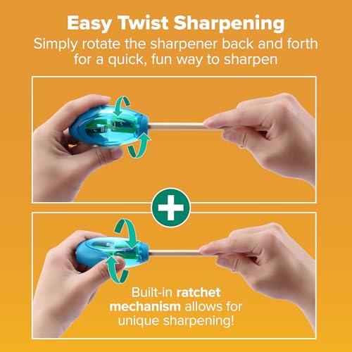 Bostitch Office Twist-N-Sharp Manual Pencil Sharpener, 2 Holes for Standard and Jumbo Pencils with Ratchet Technology, 1 Sharpener Random Color - size: 1-Pack