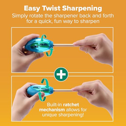 Bostitch Office Twist-N-Sharp Manual Pencil Sharpener, 2 Holes for Standard and Jumbo Pencils with Ratchet Technology, 1 Sharpener Random Color - size: 1-Pack