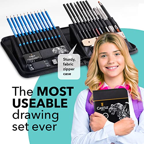 Castle Art Supplies 40 PieceDrawing, Sketching and Charcoal Set for Artists