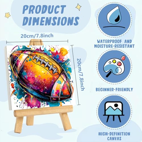 XTCIXAL Paint by Numbers Kit for Kids with Frame, Football, 8X8 inch - color: 03-Football