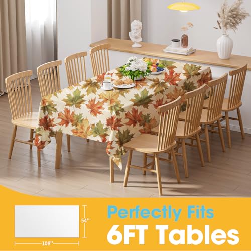 Niuara Fall Maple Plastic Table Cloth Disposable, 4 Pack, 54 x 108 in | Rectangle, 6 ft Tables, Fall Thanksgiving Party, Holiday Gathering - color: Fall Maple, size: 54" x 108" - 4 Packs