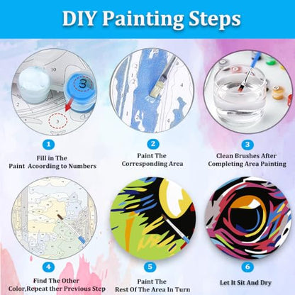 Artunion Framed Paint by Numbers Kit for Adults Beginners & Kids Ages 8-12,Colorful Ostrich Paint by Number with Frame,Animal Paint by Numbers Kit on Canvas 10 * 10 Inch Without Easel - color: ZXT-392-F