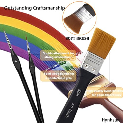 33 Pieces Paint Brush Set, Artist Series, Nylon Bristles with Round, Filbert, Flat, Fan, Angle, Detail Brush, Palette Knife,Suitable for Artists and Beginners for Acrylic Painting, Oil, Watercolor..