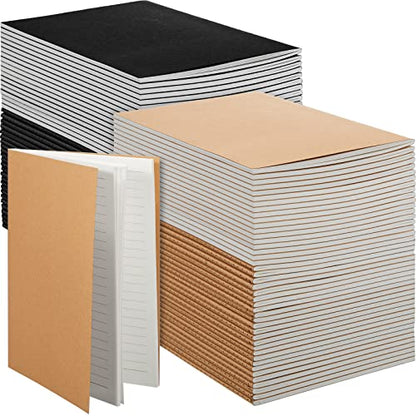 Mimorou 100 Pcs A5 Journals Notebooks Bulk,Brown,Lined - color: Black, Brown, style: Lined
